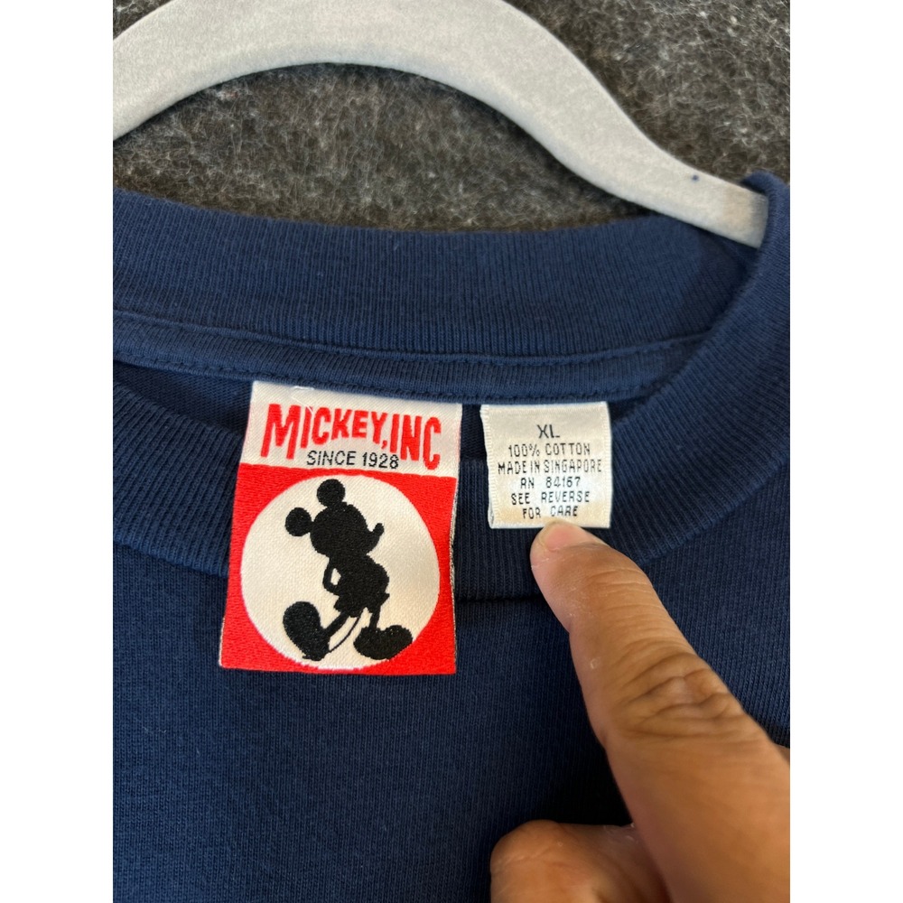 Vintage 90s Mickey Goofy Donald Duck Tape Shirt Mens XL Blue Cartoon Long Sleeve - Picture 6 of 8
